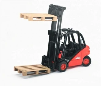 BRUDER wózek widłowy LINDE 02511 + 2 PALETY