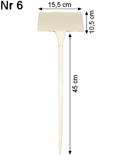 Etykieta do roślin - tabliczka nr 6 BIAŁA (15,5x10,5cm, nóżka 45cm - pod kątem 45°)