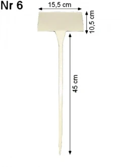 Etykieta do roślin - tabliczka nr 6 BIAŁA (15,5x10,5cm, nóżka 45cm - pod kątem 45°)
