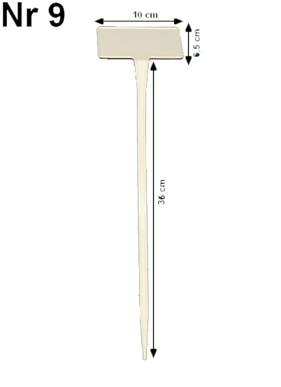 Etykieta do roślin - tabliczka nr 9 BIAŁA (10x6,5cm, nóżka 36cm - pod kątem 45°)