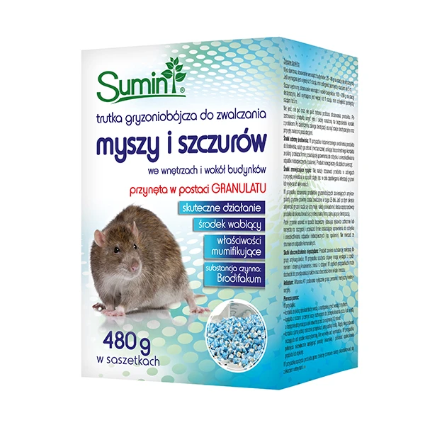 Trutka granulowana na gryzonie 25 ppm Box 480 g Sumin