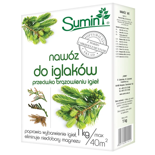 SUMIN NAWÓZ DO IGLAKÓW P/BRĄZOWIENIU 1KG OPTYMALNY SKŁAD