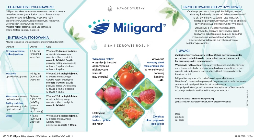 MILIGARD INNOWACYJNY NAWÓZ FOSFOROWO-POTASOWY 10KG