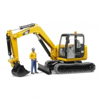BRUDER 02466 Koparka CAT na gąsienicach z figurką robotnika
