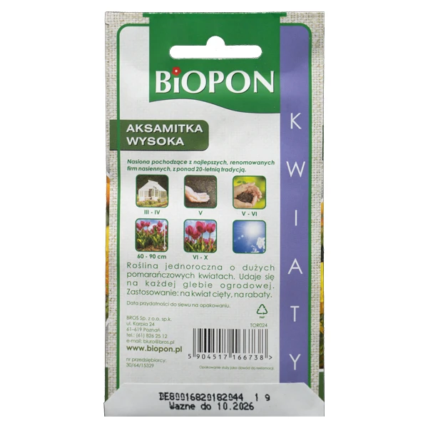 Biopon Aksamitka Wysoka Mieszanka Nasiona Plantico 1 g