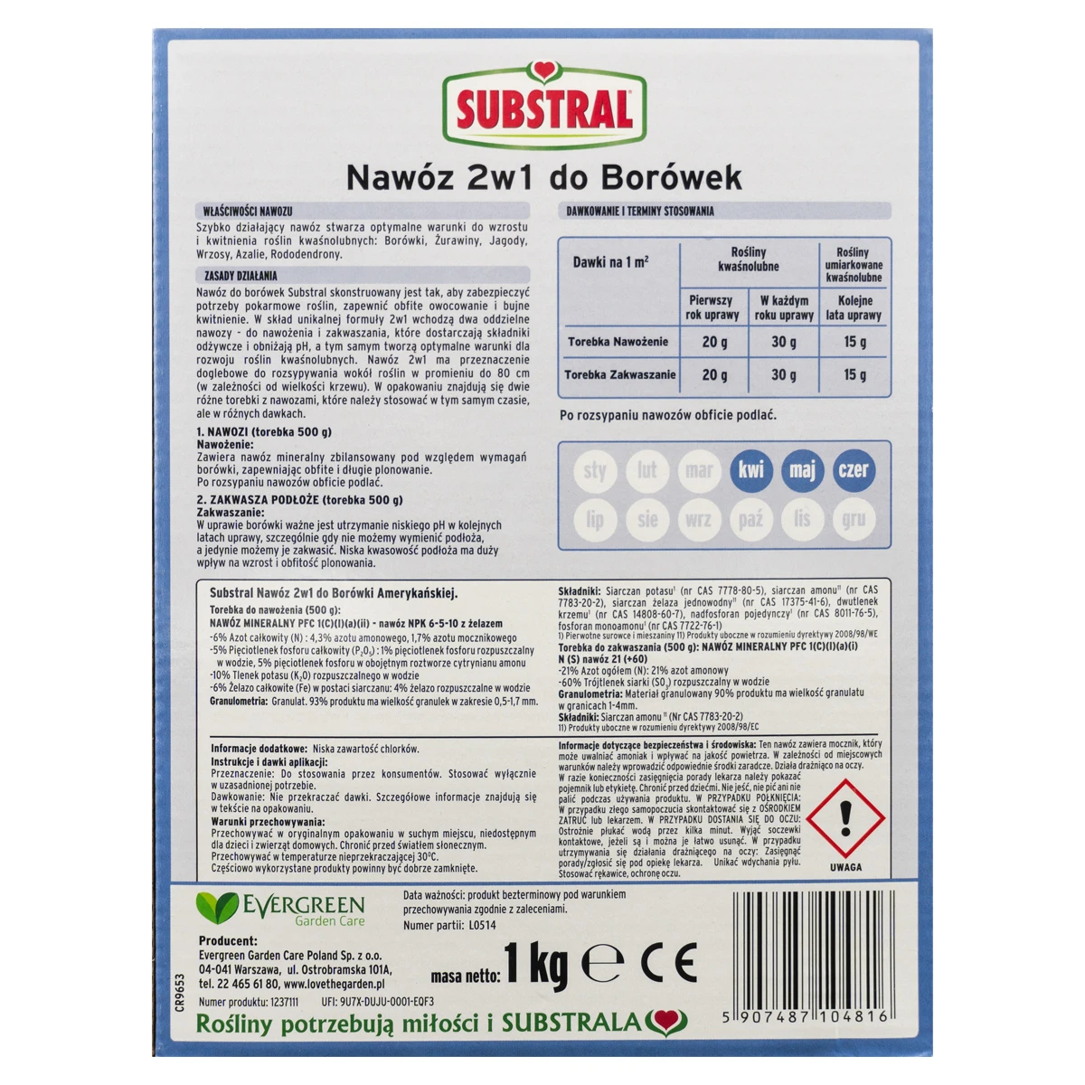 SUBSTRAL NAWÓZ DO BORÓWKI 2w1 1KG