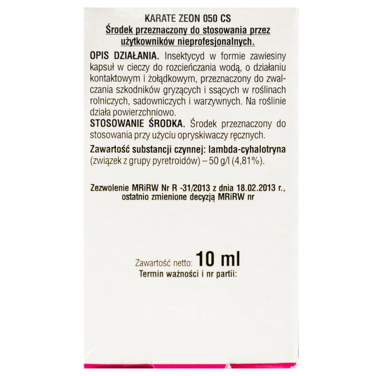 Karate Zeon 050 CS 10 ml Sumin
