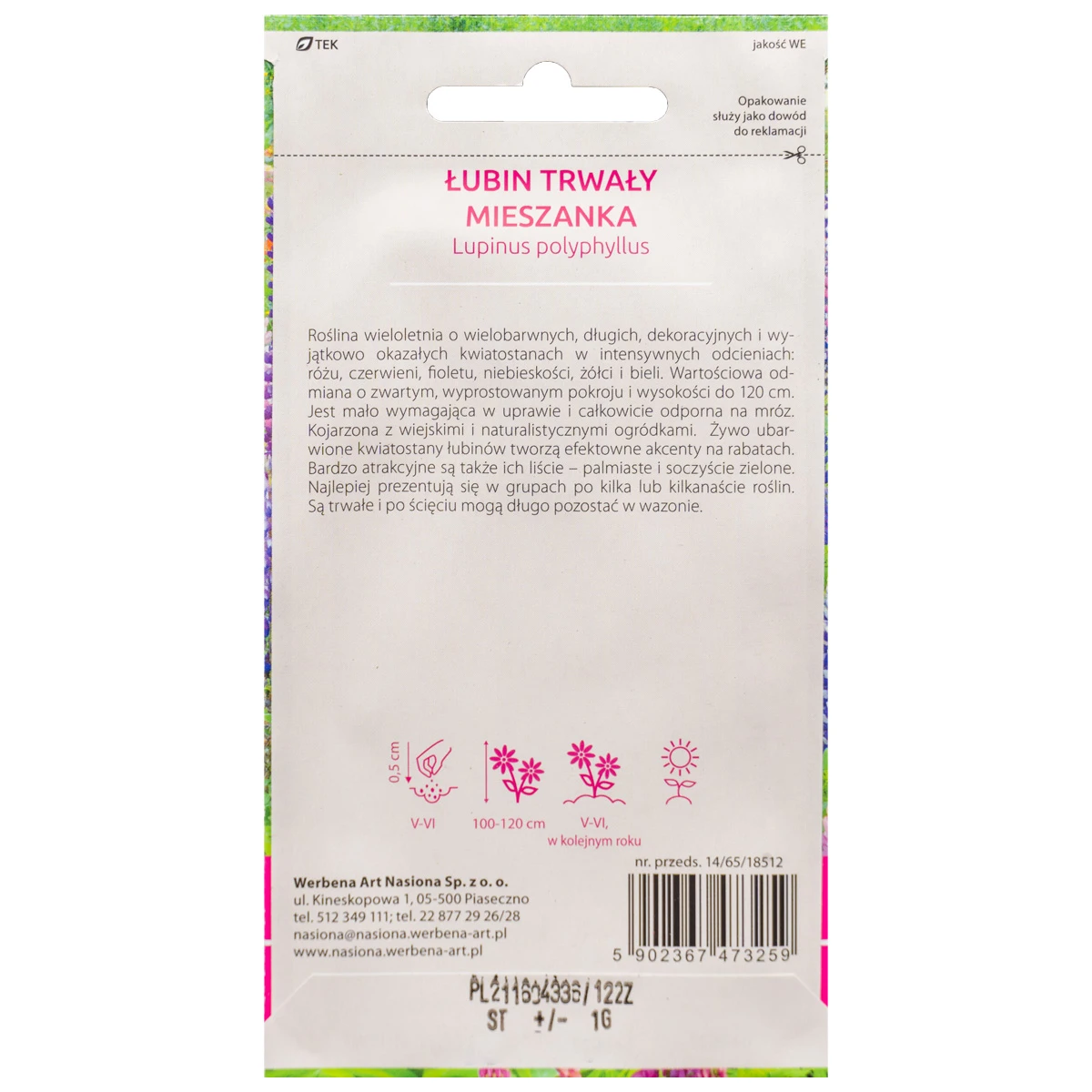 Łubin trwały mieszanka 1g Werbena