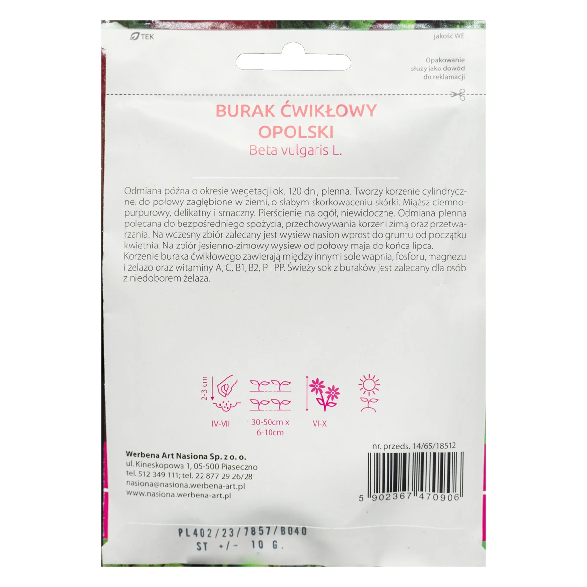 Burak Ćwikłowy Opolski Nasiona 10 g