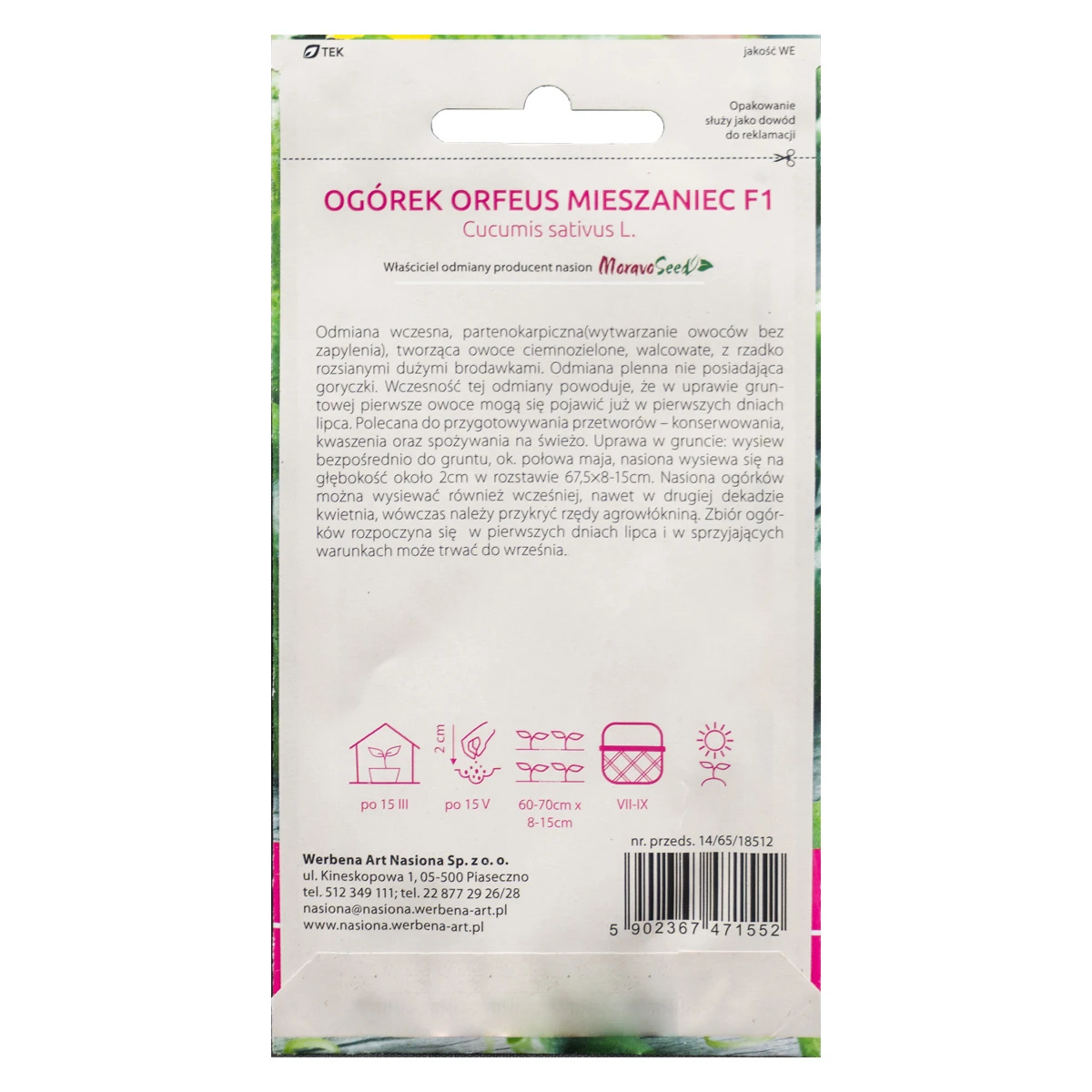Ogórek Orfeus Nasiona 2 g