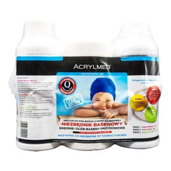 Niezbędnik Basenowy do Kompleksowej Pielęgnacji Wody Basenowej 3x1 L Acrylmed