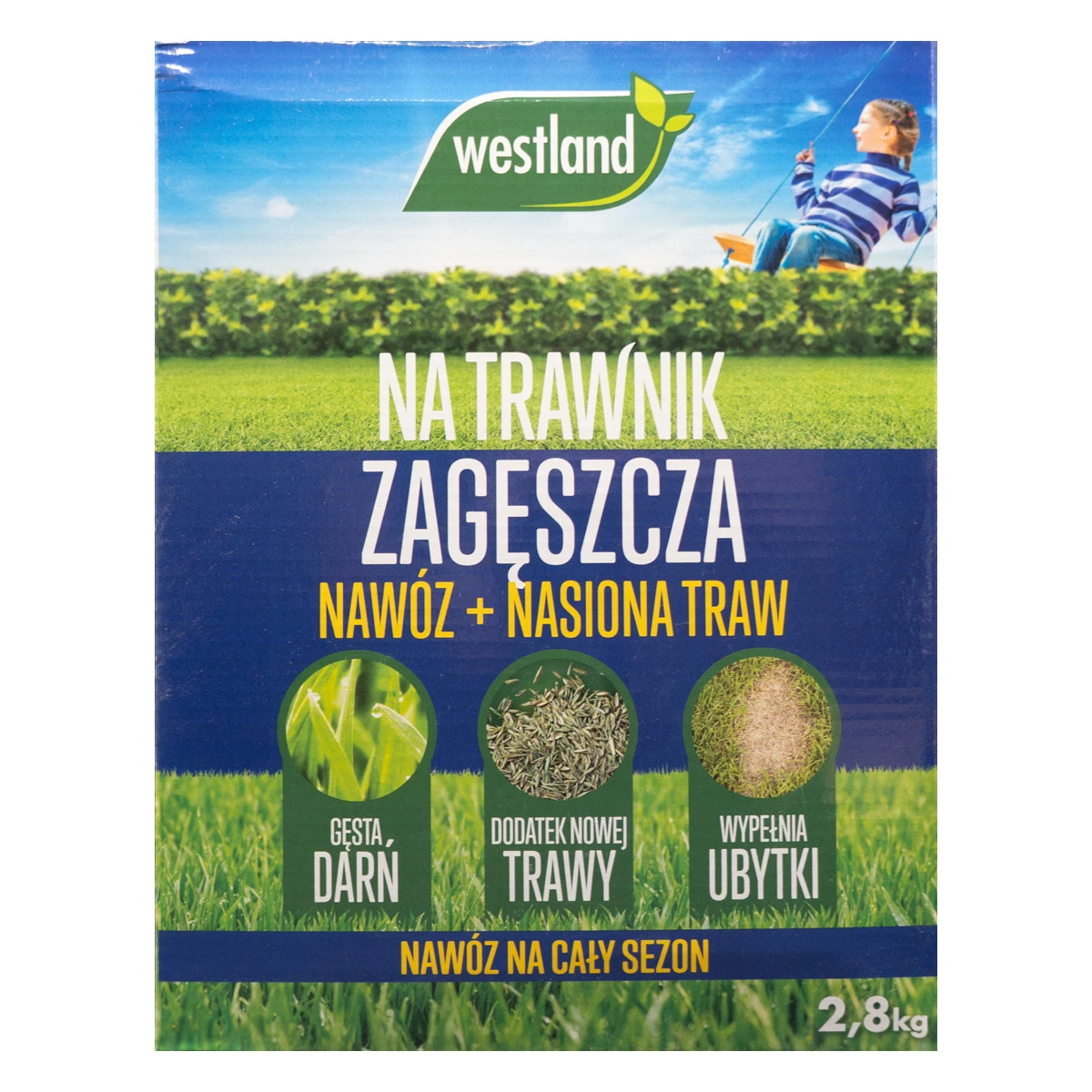 Nawóz do trawnika 2,8 kg/ 80m2 zagęszcza z nasionami traw karton Westland