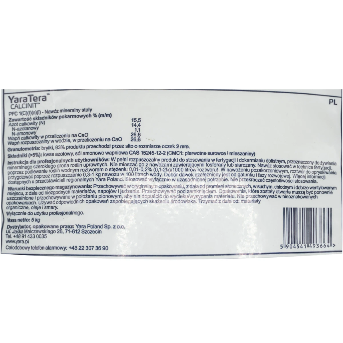 Calcinit Saletra wapniowa granulowana 5 kg Yara