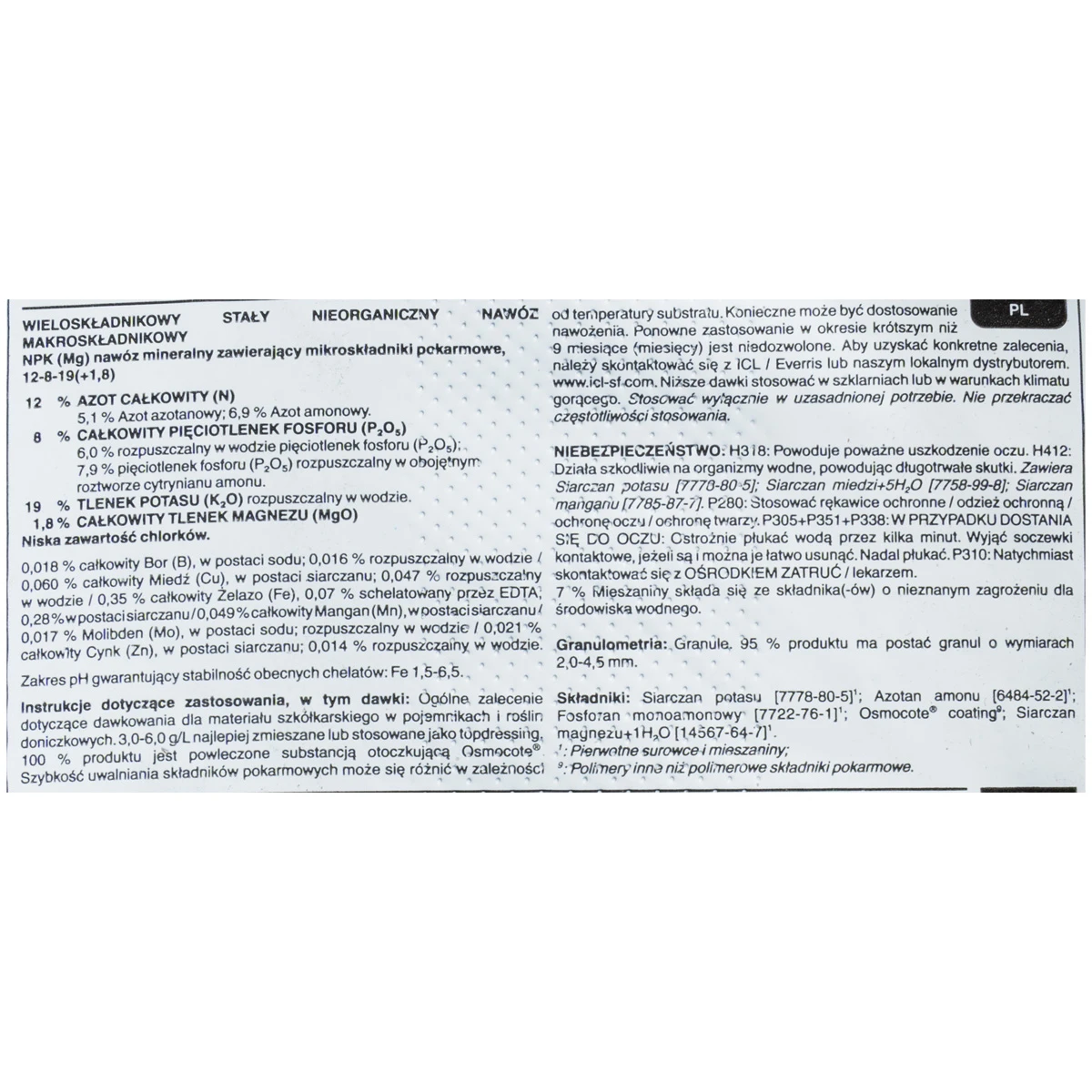Osmocote Exact 12+8+19+TE High K 8-9M 25 kg