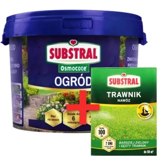 Pakiet Substral: Nawóz Osmocote 2w1 do ogrodu 14,5 kg-6 miesięcy + Nawóz do trawnika 1 kg 100 dni