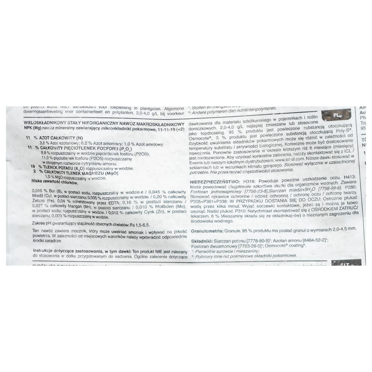 Osmocote Pro 11+11+19+2MgO+TE High K 5-6M 25 kg