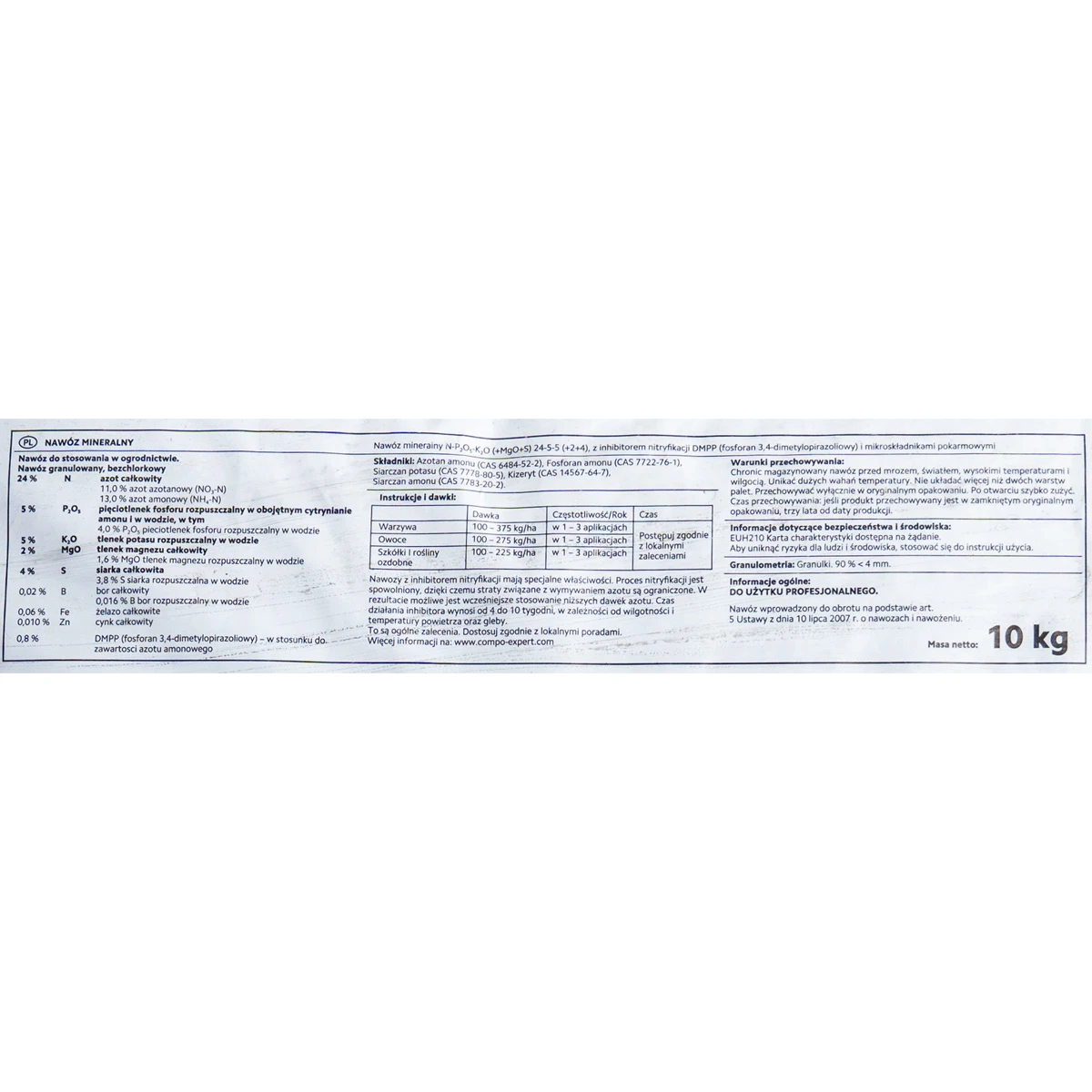 NovaTec N-Max 24+5+5, 2MgO, 5S, B, FE, Zn 10 kg worek