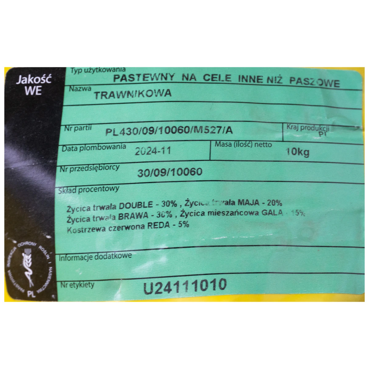 Mieszanka Trawnikowa 10 kg Sumin