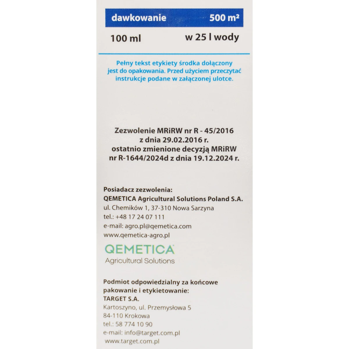 Chwastox Nowy Trio 390 SL 100 ml Target 