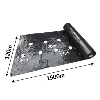 FOLIA NA ZAGONY DO M.IN. TRUSKAWKI I MALINY 1KG - CZARNA 0,03MM, 120CMx1500M, OTWORY 30x35CM