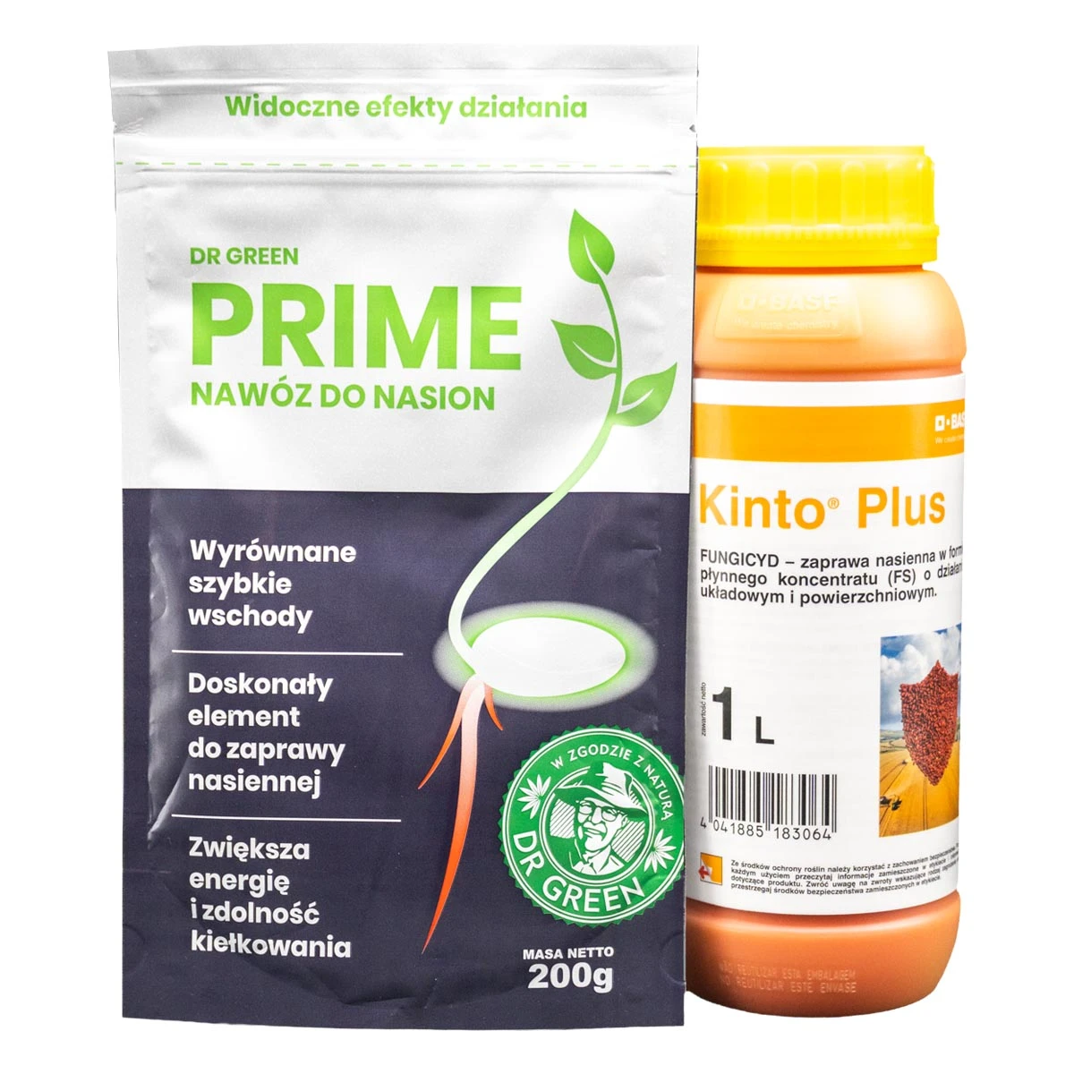 Pakiet: Zaprawa do ziarna fungicyd Kinto Plus 1L + nawóz do nasion Dr Green Prime 200 g 