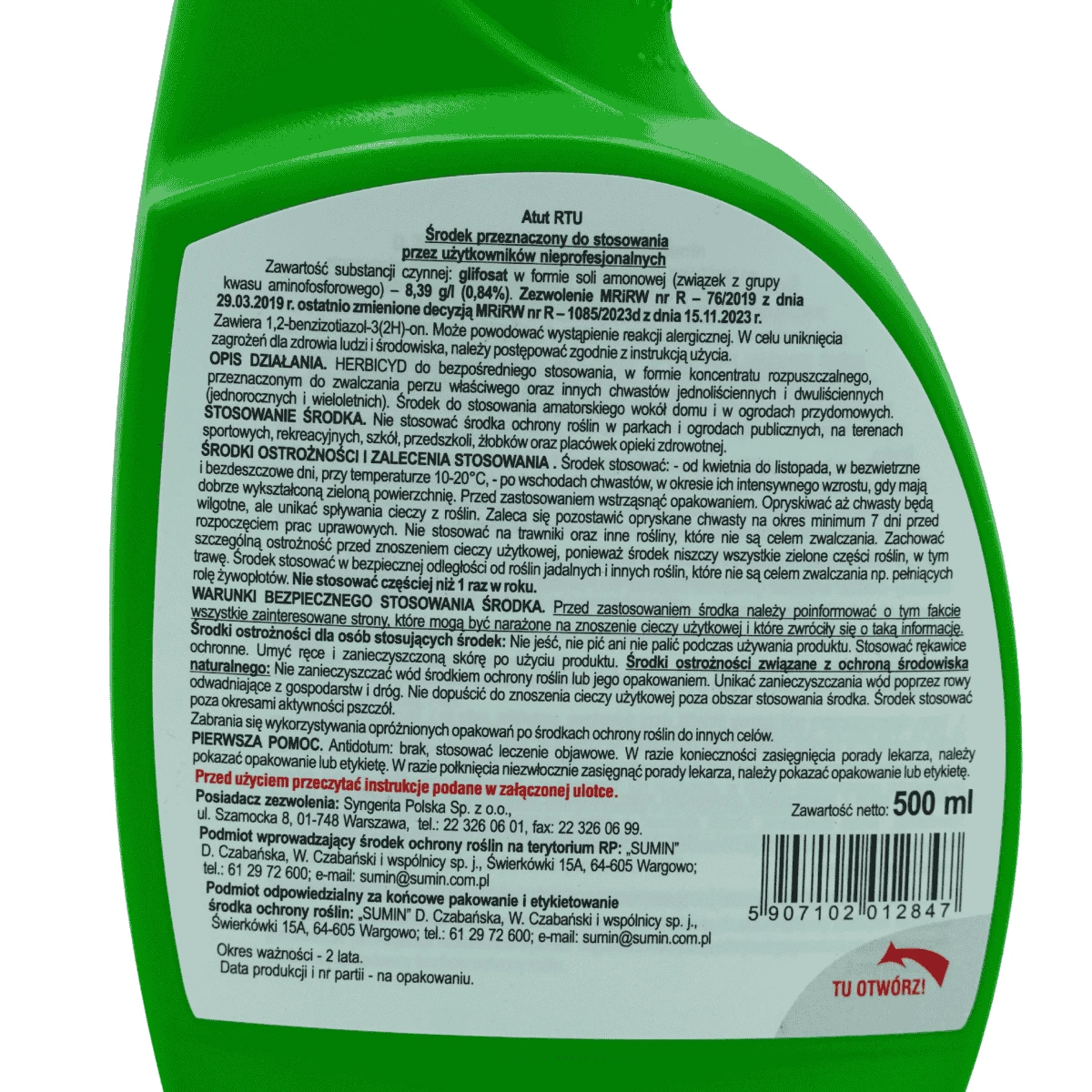 Atut RTU 500 ml Niszczy Chwasty z Korzeniami Sumin