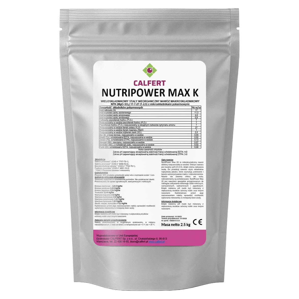 NutriPower Max K (17-7-27+ME) 2,5KG