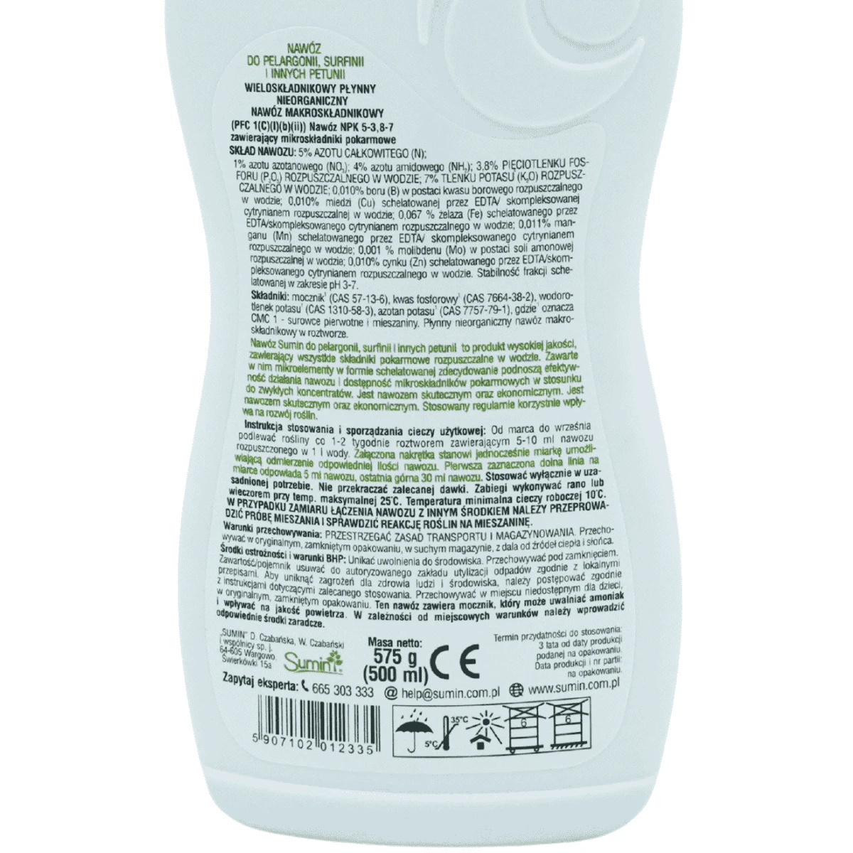 Nawóz w płynie do  pelargonii, surfinii i innych petunii 500ml Sumin