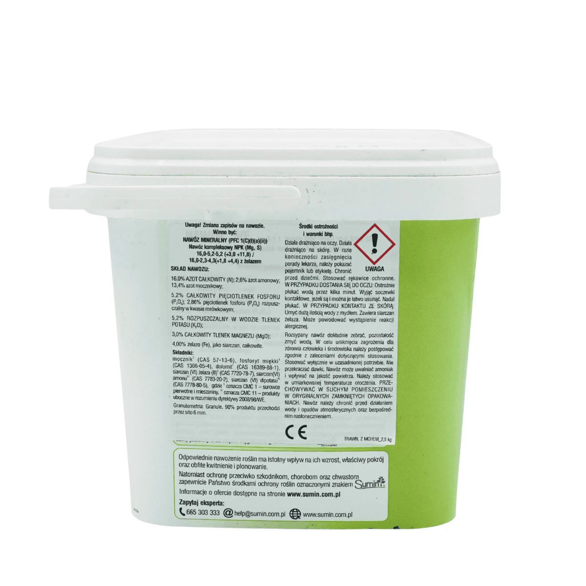 Nawóz do Trawników z dużą zawartością żelaza Ogranicza Mech 2,5 kg Sumin