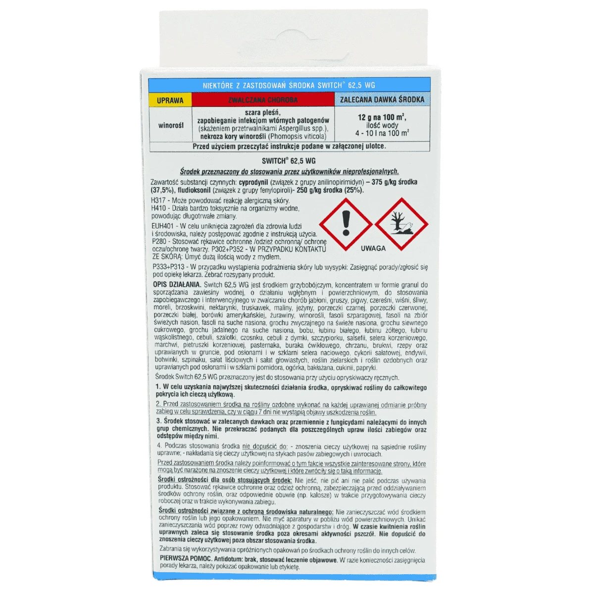Switch 62.5 WG 5 g Zwalcza Szarą Pleśń w Winorośli Sumin