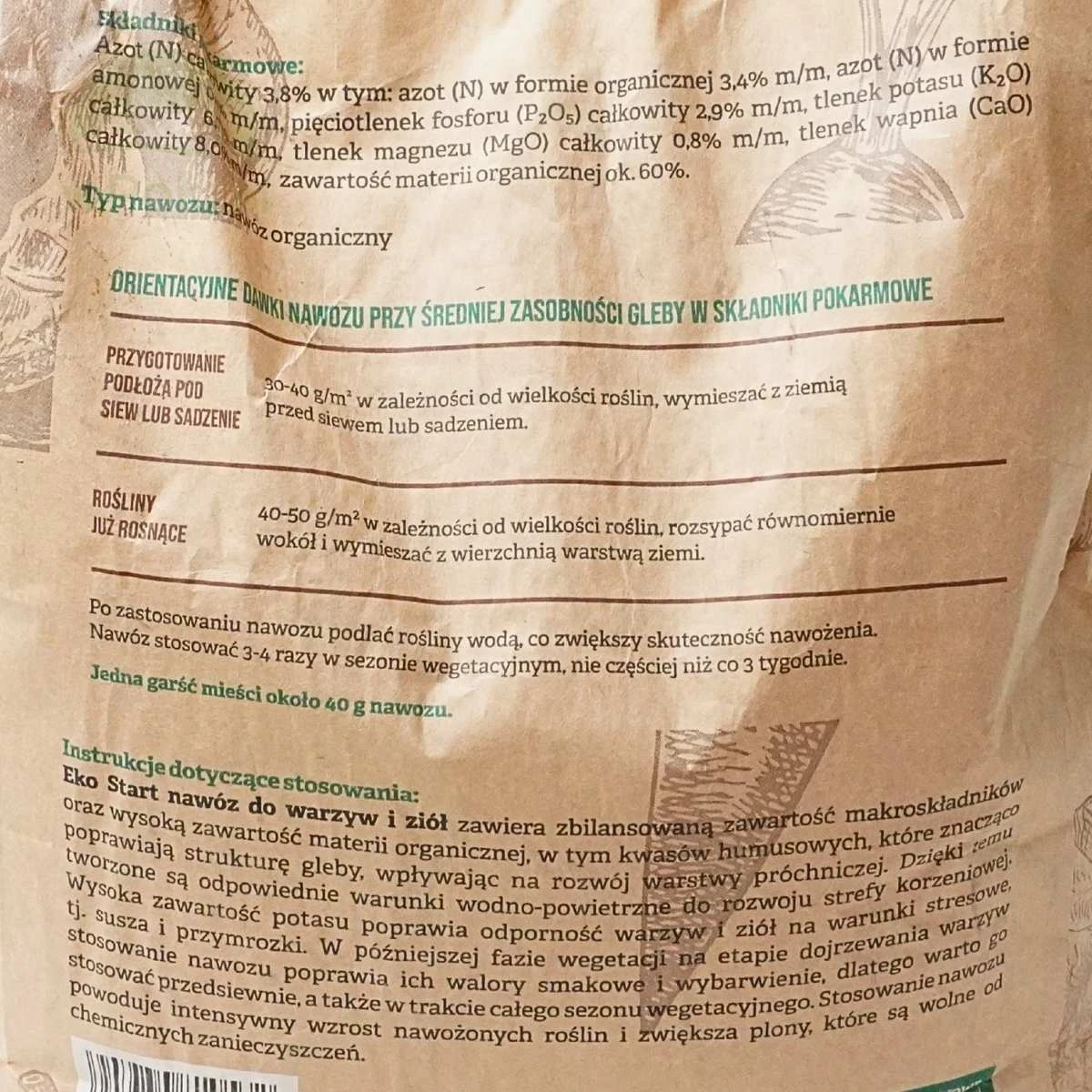 Nawóz do warzyw i ziół EKO START 5 kg Ogród Start