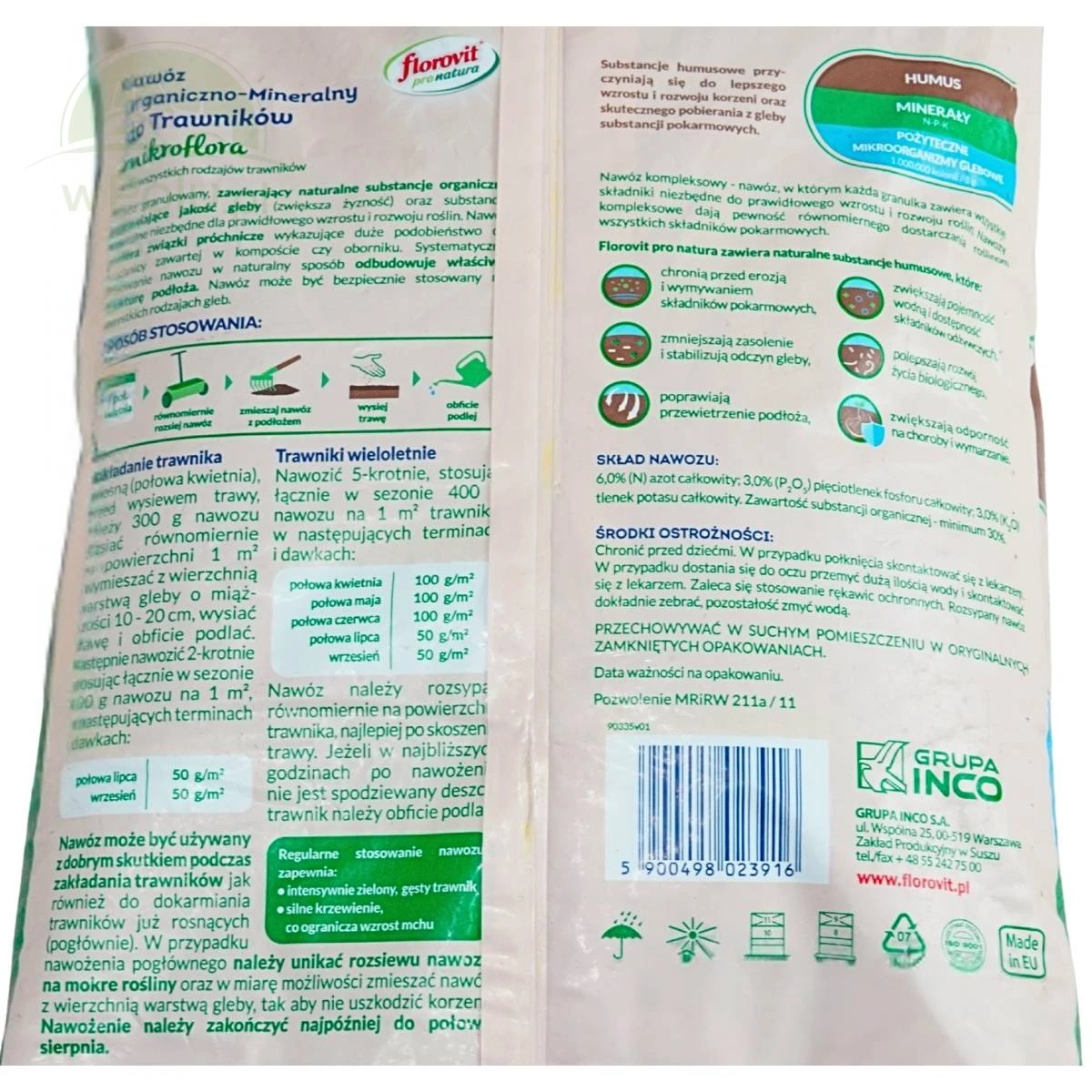 FLOROVIT PRO NATURA MIKROFLORA 3w1 DO TRAWNIKÓW 5 KG 