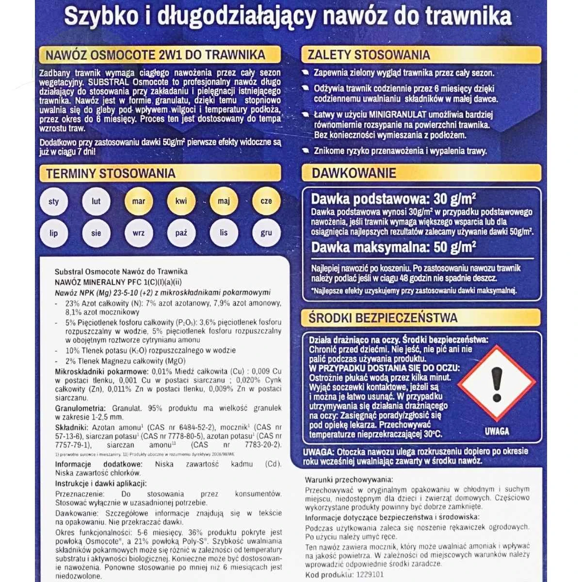 Nawóz Osmocote 2w1 do Trawnika 6 miesięcy 1,5KG Substral