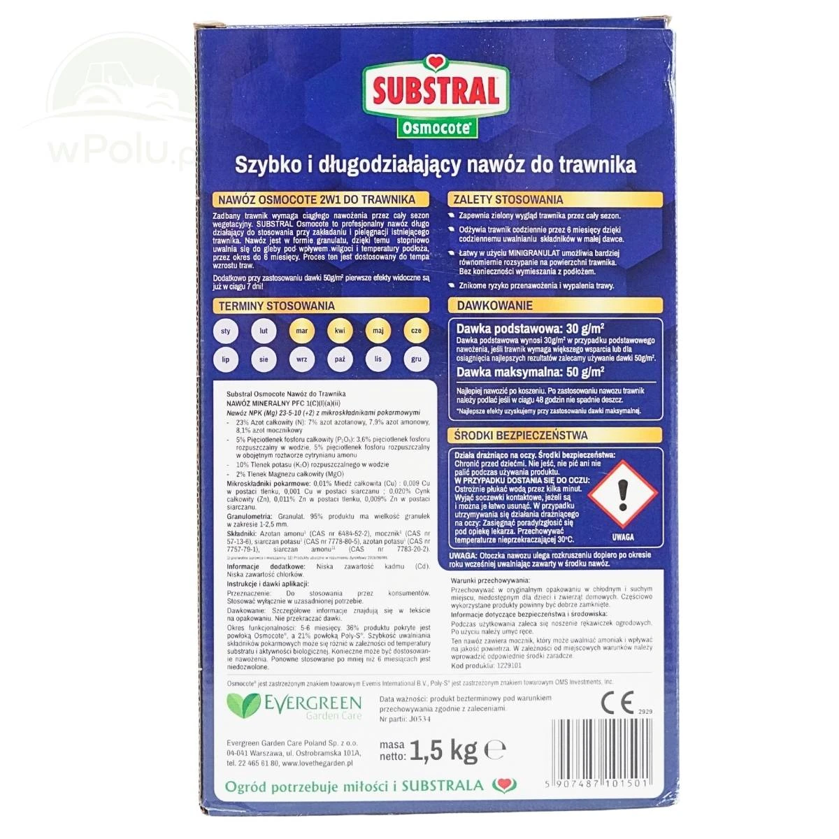 Nawóz Osmocote 2w1 do Trawnika 6 miesięcy 1,5KG Substral