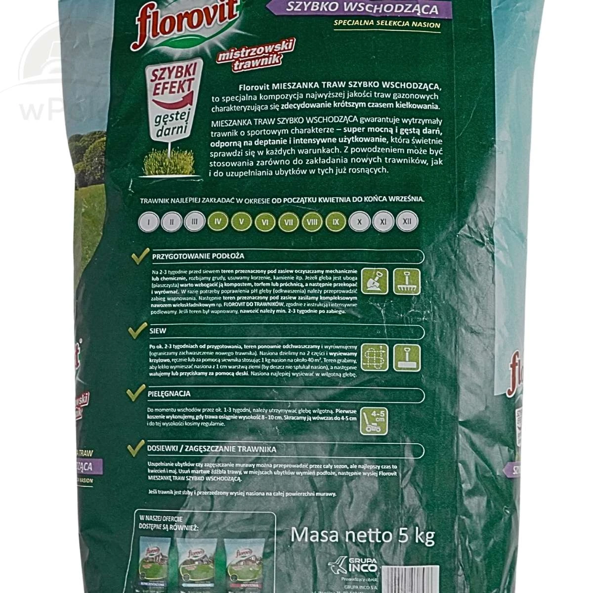 Mieszanka traw szybko wschodząca 5 kg Florovit