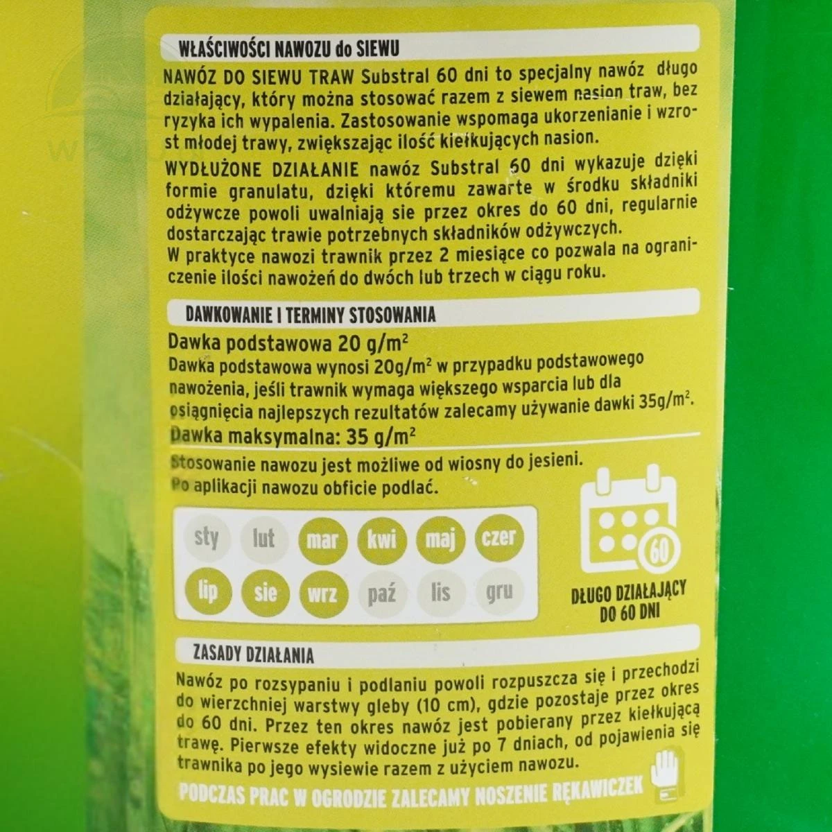 Nawóz do trawników po siewie Działanie 60 dni Substral 5 kg