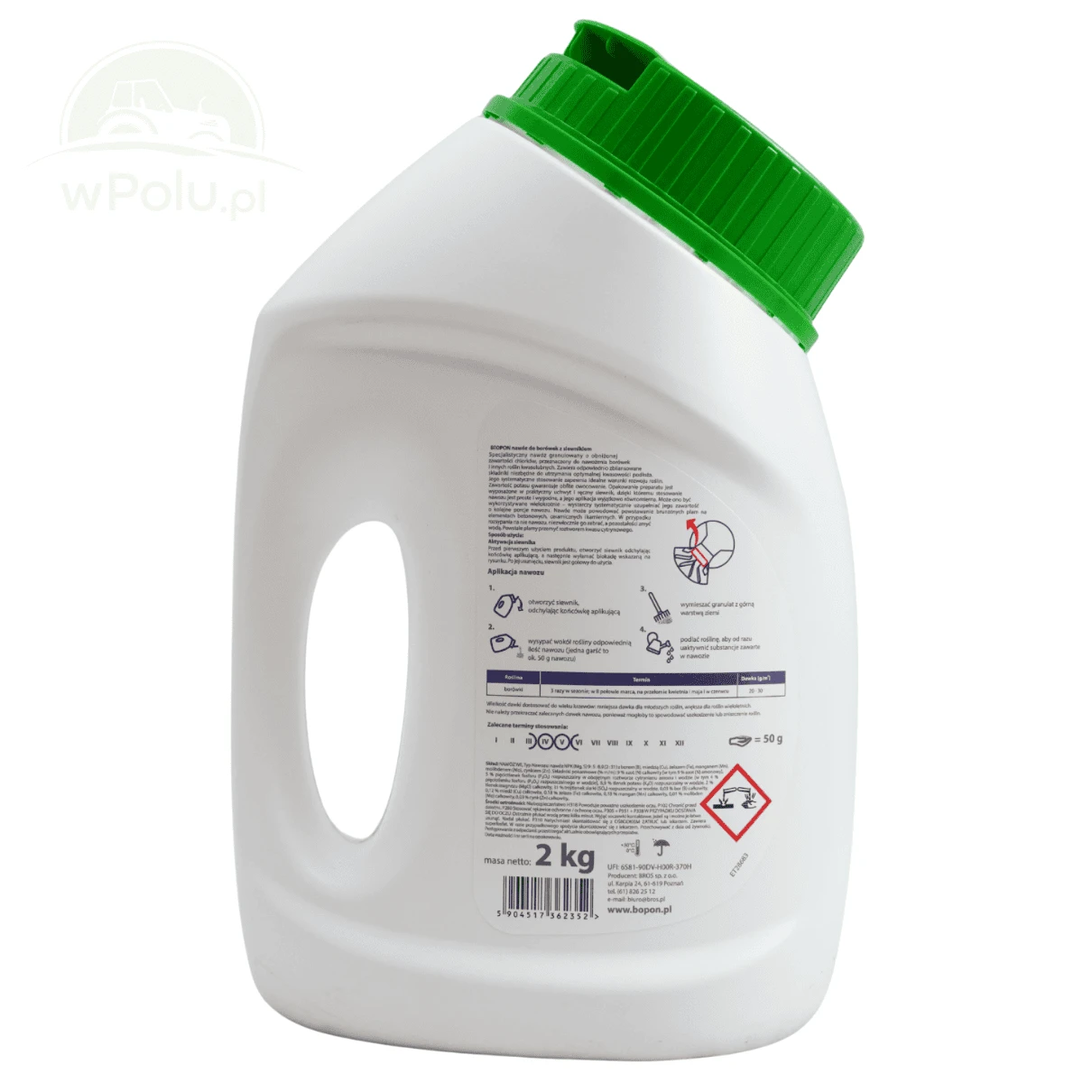 BIOPON NAWÓZ DO BORÓWEK Z SIEWNIKIEM GRANULAT 2KG 