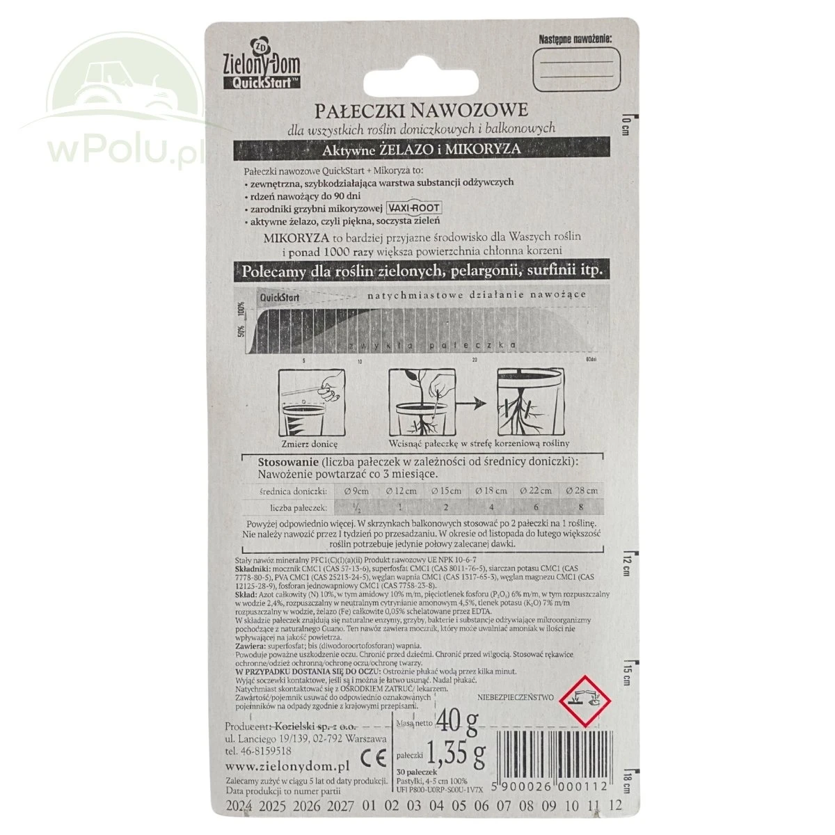Pałeczki Quick-Start z Guano i Mikoryzą Zielony Dom 