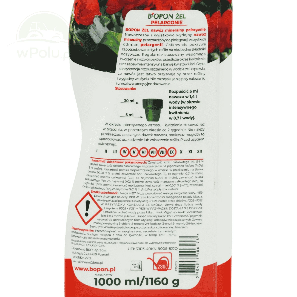 BIOPON ŻEL DO PELARGONII  1L