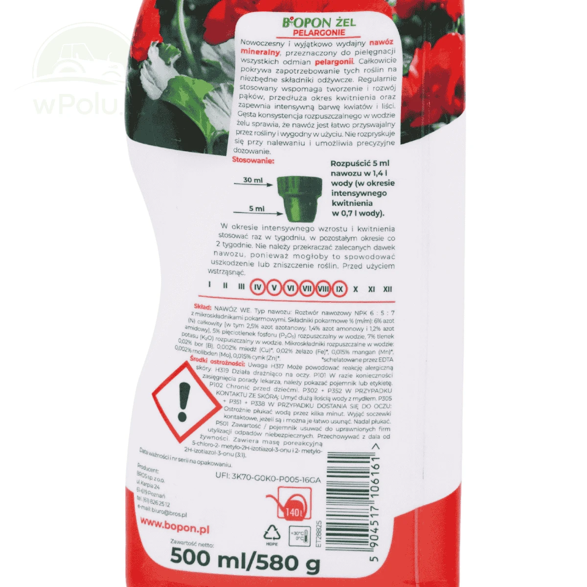 BIOPON ŻEL DO PELARGONII 0,5L