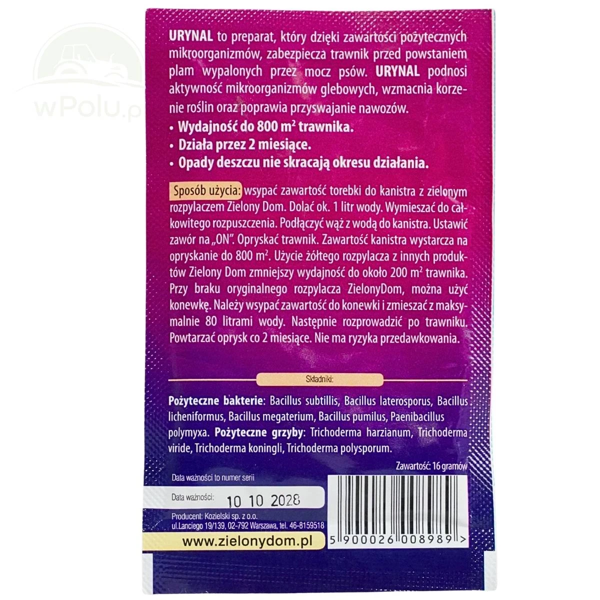 Urynal ochrona przed moczem psów - uzupełnienie 16g Zielony Dom