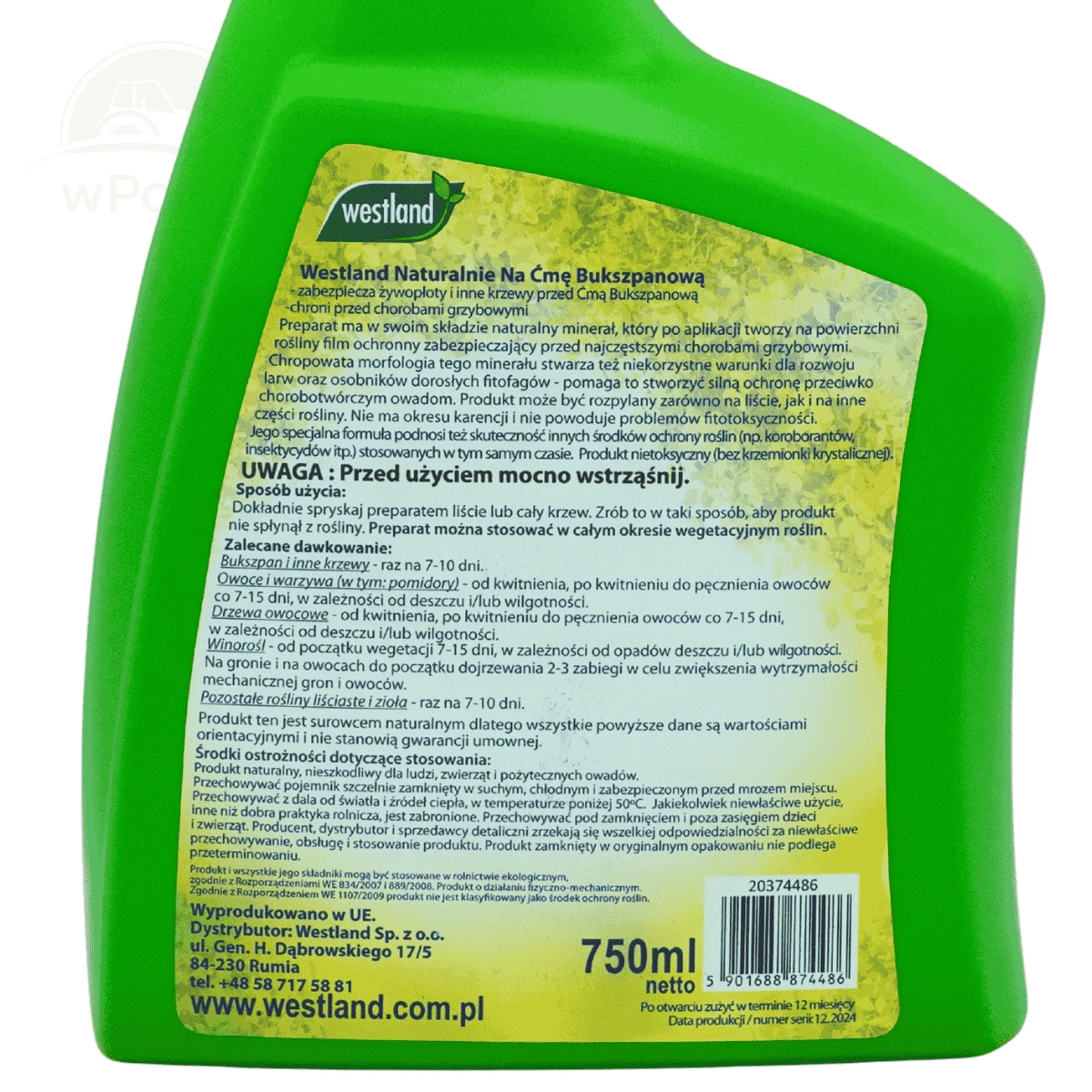 Naturalnie na Ćmę Bukszpanową 750 ml Gotowy do Użycia Westland