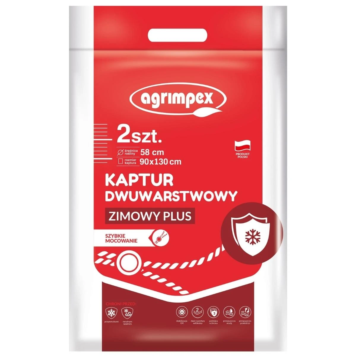 Kaptur Ochronny Dwuwarstwowy na Zimę 90 x 130 cm 2 szt ze Ściągaczem