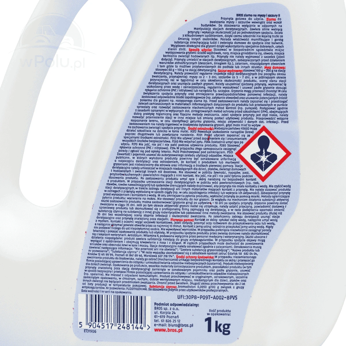 Trutka ziarno na myszy i szczury Bros 1 kg