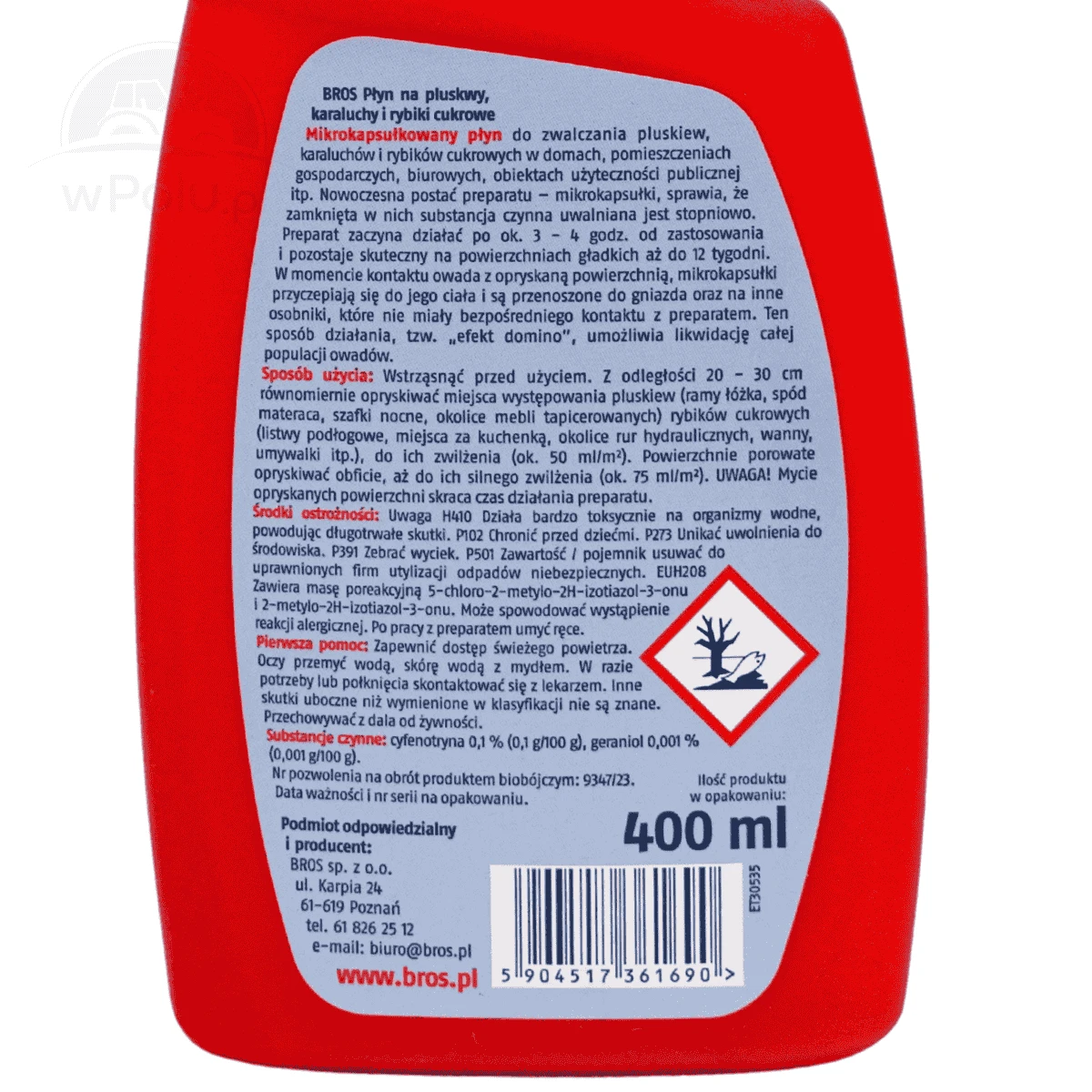 Płyn na owady biegające (rybiki, pluskwy i tp) 400ml BROS 007