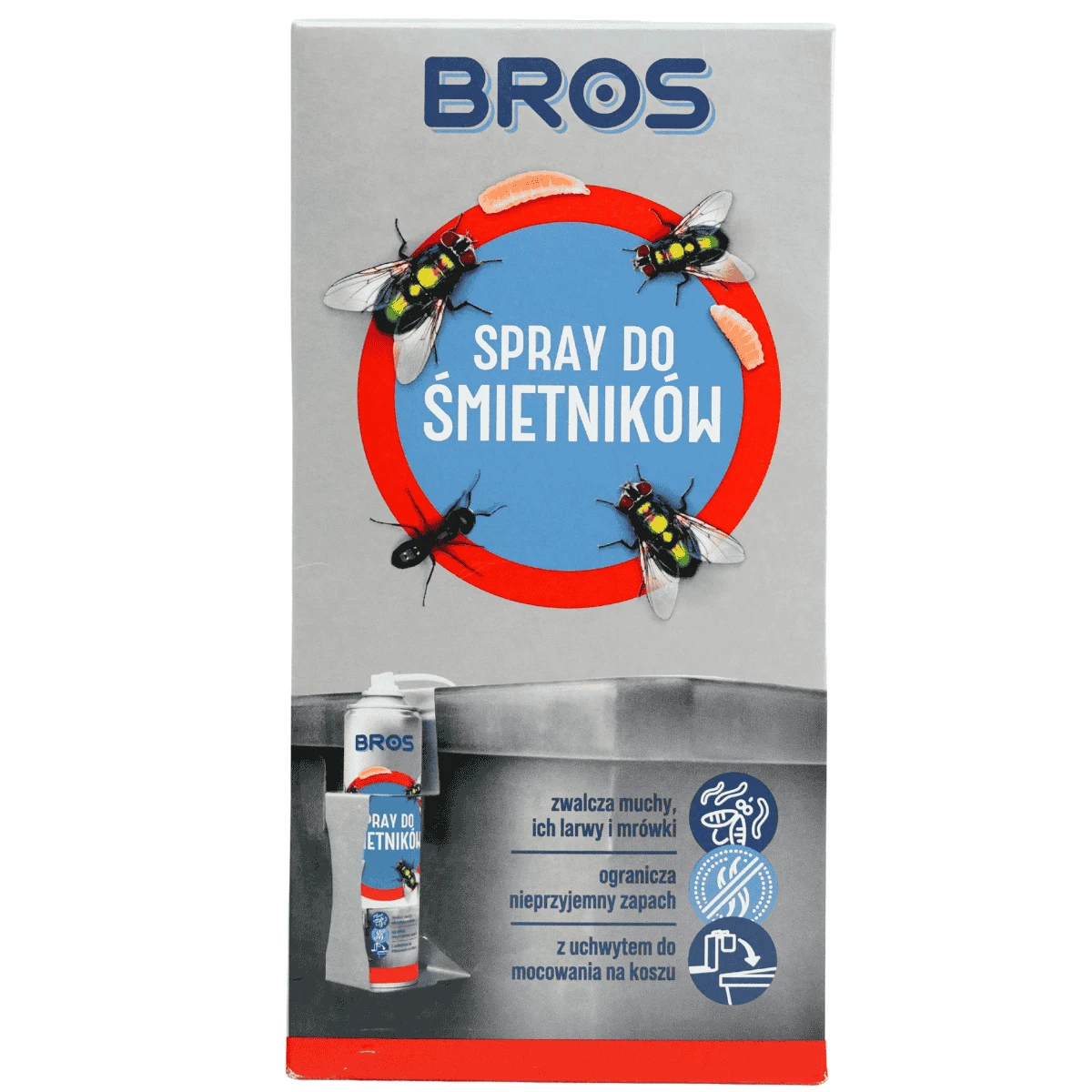 Bros Spray do śmietników 400 ml - Zestaw z uchwytem 