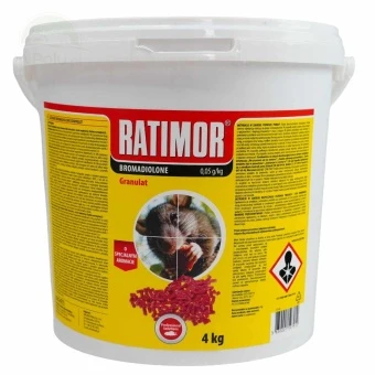 Trutka Granulowana Wiadro 4 kg Bromadiolon 50ppm Ratimor