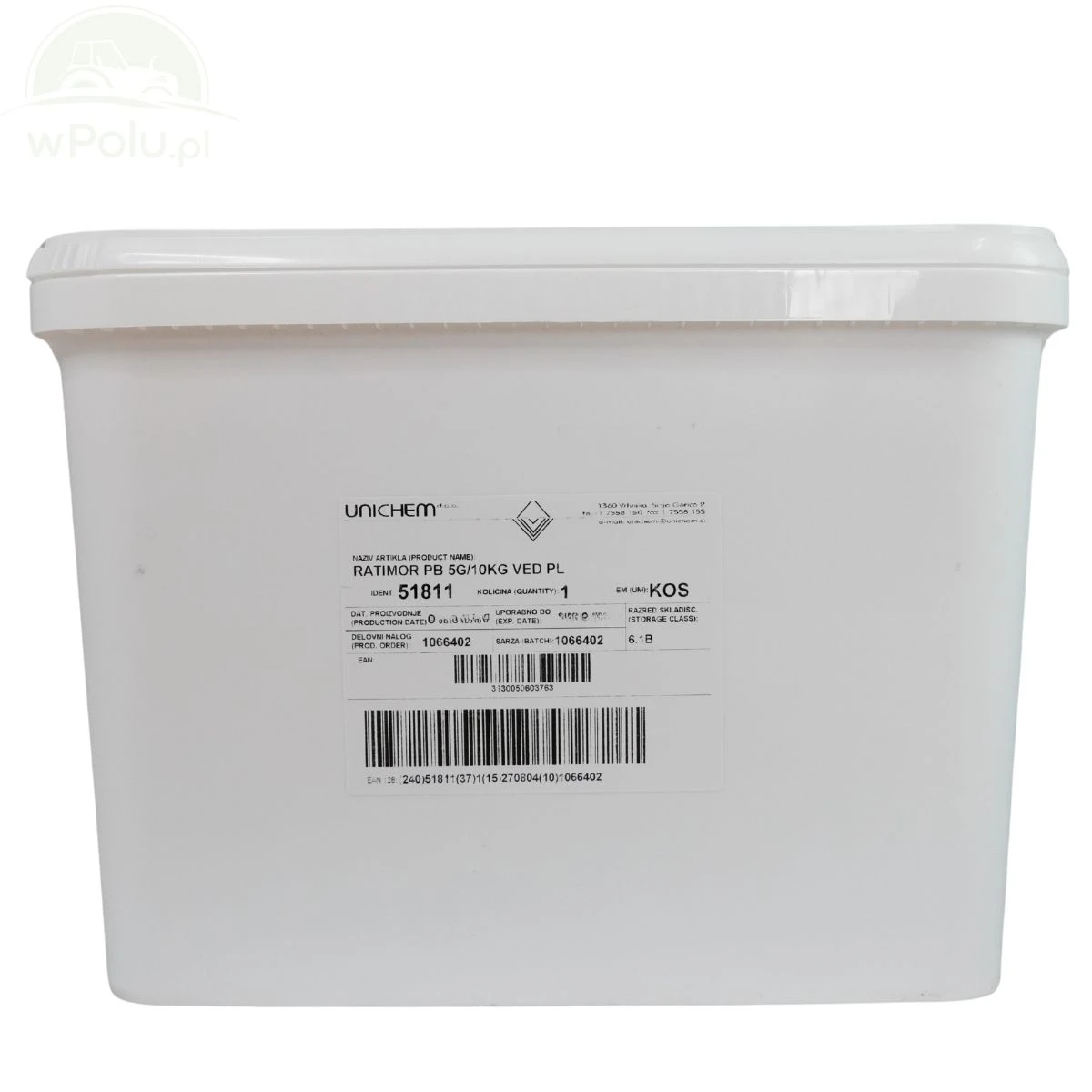 Trutka Kostka Woskowa 5 g Bromadiolon 50ppm Wiadro 10 kg Ratimor 