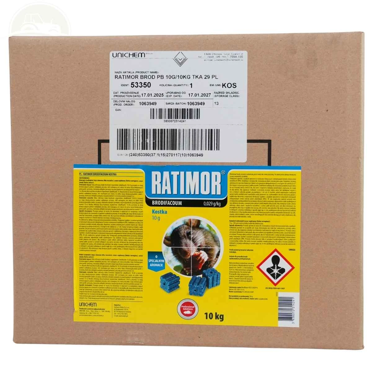 Trutka Kostka Woskowa 10 g Brodifacoum 29ppm Wiadro 10 kg Ratimor 