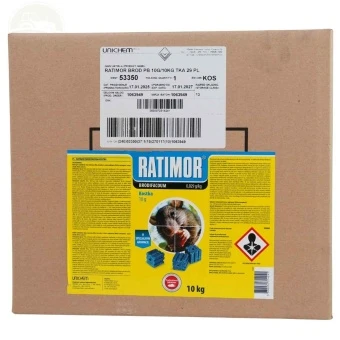 Trutka Kostka Woskowa 10 g Brodifacoum 29ppm Wiadro 10 kg Ratimor 